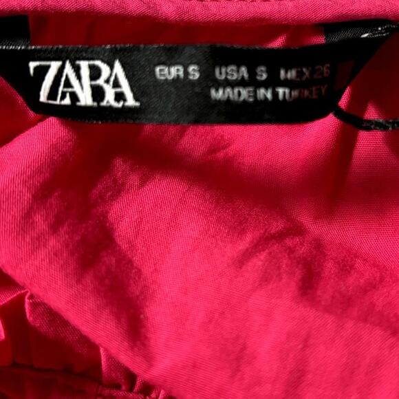 NWT Zara Smocked Dress Women's Size S Hot Pink Stitching Tassels Mini Summer - Picture 8 of 15
